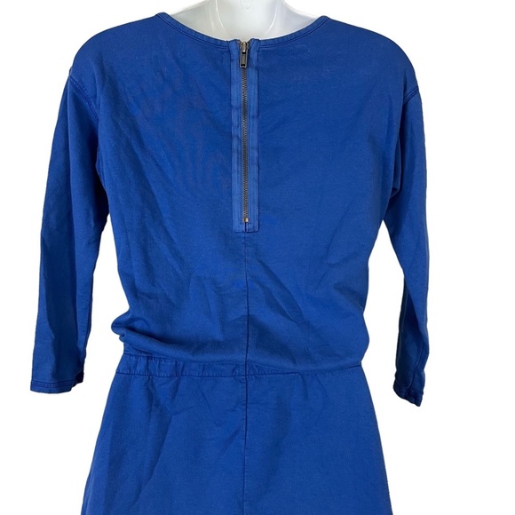 GH BASS & CO Blue Blouson 3/4 Sleeve Knit Mini 100% Cotton Drawstring Dress  XS - Picture 8 of 15